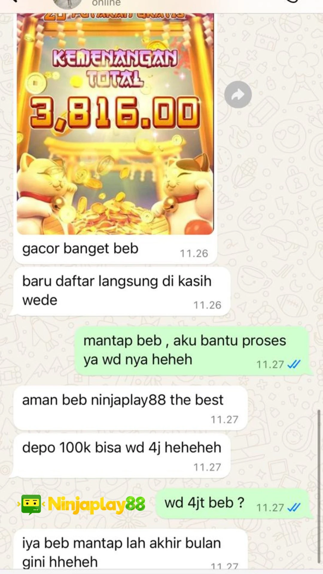 terbukti lagi siang ini di masih  di kasih kemenangan besar apa lagi yang mau di  tunggu😚😚